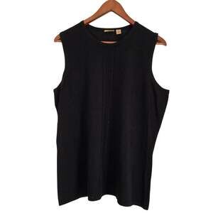 Vintage 90s Minimalist Black Knit Tank Top 1X Made in Hong Kong Quiet Luxury
